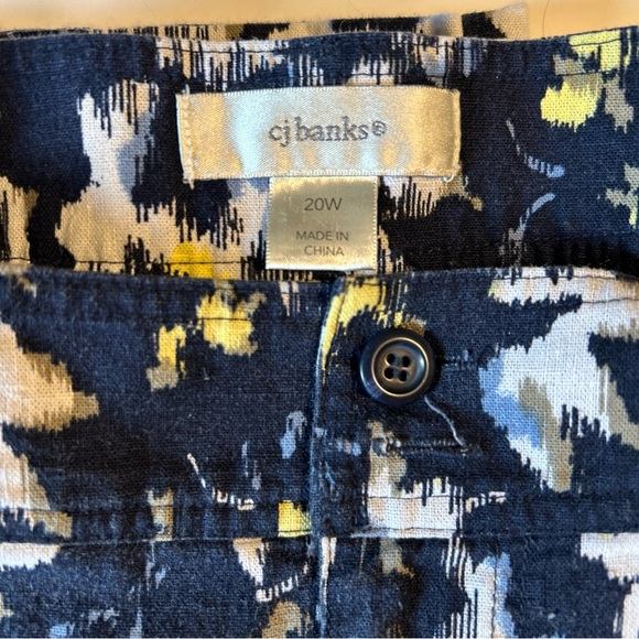 CJ Banks NAVY BLUE PRINT LINEN BLEND SKORT WOMANS SIZE 20W Comfy - Picture 4 of 10